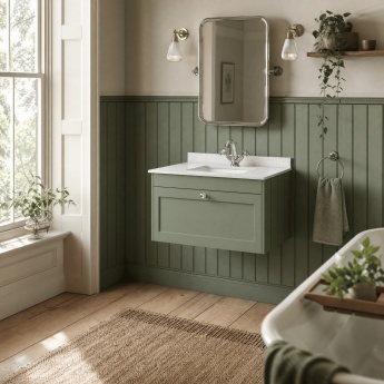Old London Ashwick 800mm 1-Drawer Wall Hung Vanity Unit with Marble Top Basin | Product Image