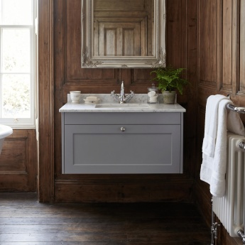 Old London Ashwick 800mm 1-Drawer Wall Hung Vanity Unit with Marble Top Basin | Product Image