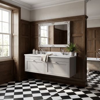 Old London Ashwick 1200mm 2-Drawer Wall Hung Vanity Unit with Twin Marble Top Basin | Product Image