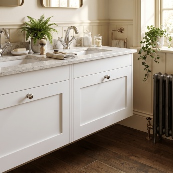 Old London Ashwick 1200mm 2-Drawer Wall Hung Vanity Unit with Twin Marble Top Basin | Product Image