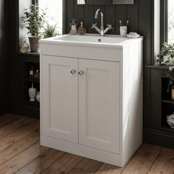 Old London Ashwick 600mm 2-Door Floor Standing Vanity Unit with Stone Basin | Product Image