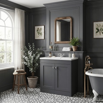 Old London Ashwick 600mm 2-Door Floor Standing Vanity Unit with Stone Basin | Product Image