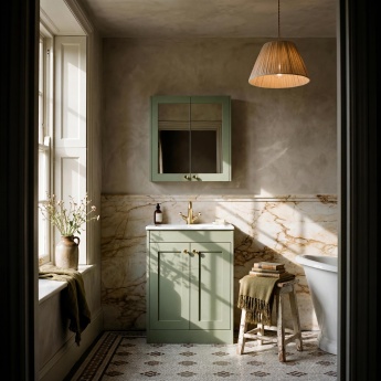 Old London Ashwick 600mm 2-Door Floor Standing Vanity Unit with Stone Basin | Product Image