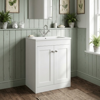 Old London Ashwick 600mm 2-Door Floor Standing Vanity Unit with Stone Basin | Product Image