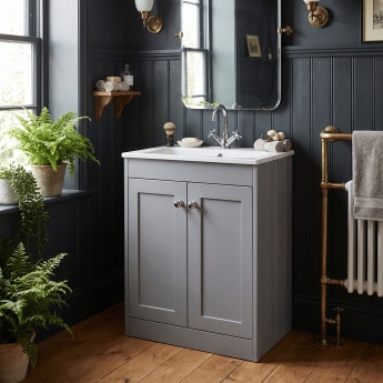 Old London Ashwick 600mm 2-Door Floor Standing Vanity Unit with Stone Basin | Product Image