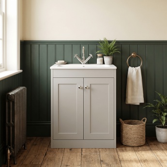 Old London Ashwick 600mm 2-Door Floor Standing Vanity Unit with Stone Basin | Product Image