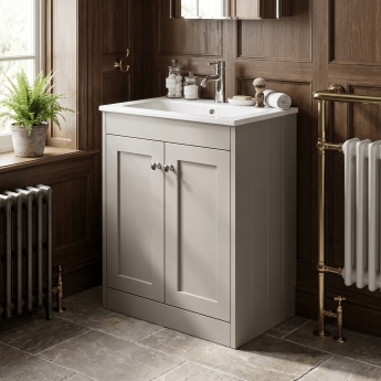 Old London Ashwick 600mm 2-Door Floor Standing Vanity Unit with Stone Basin | Product Image