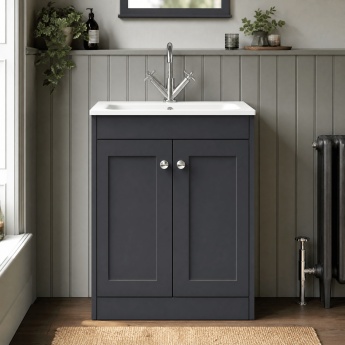 Old London Ashwick 600mm 2-Door Floor Standing Vanity Unit with Stone Basin | Product Image
