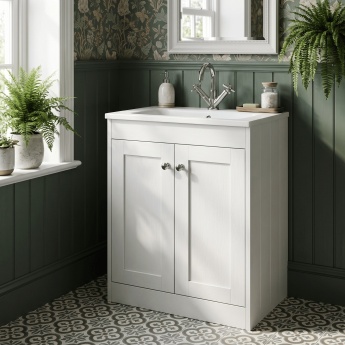 Old London Ashwick 600mm 2-Door Floor Standing Vanity Unit with Stone Basin | Product Image