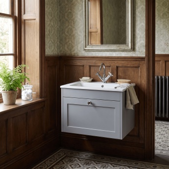 Old London Ashwick 600mm 1-Drawer Wall Hung Vanity Unit with Stone Basin | Product Image