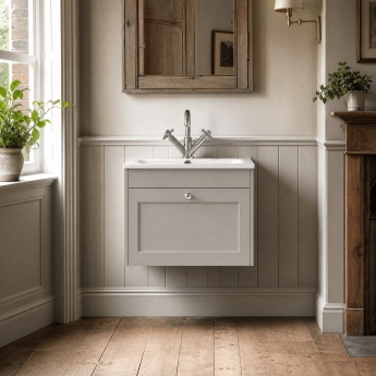 Old London Ashwick 600mm 1-Drawer Wall Hung Vanity Unit with Stone Basin | Product Image