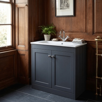 Old London Ashwick 800mm 2-Door Floor Standing Vanity Unit with Stone Basin | Product Image