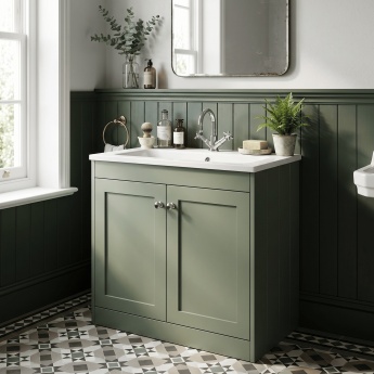 Old London Ashwick 800mm 2-Door Floor Standing Vanity Unit with Stone Basin | Product Image