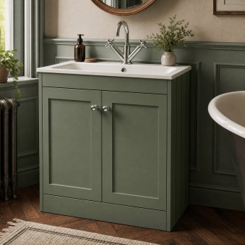 Old London Ashwick 800mm 2-Door Floor Standing Vanity Unit with Stone Basin | Product Image