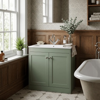 Old London Ashwick 800mm 2-Door Floor Standing Vanity Unit with Stone Basin | Product Image