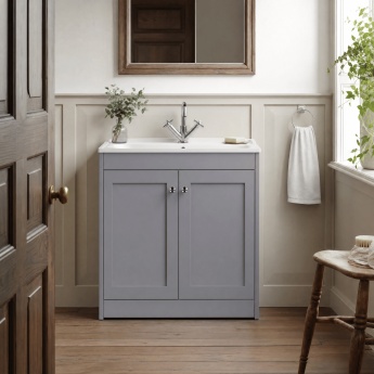 Old London Ashwick 800mm 2-Door Floor Standing Vanity Unit with Stone Basin | Product Image