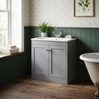 Old London Ashwick 800mm 2-Door Floor Standing Vanity Unit with Stone Basin | Product Image