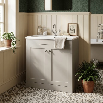 Old London Ashwick 800mm 2-Door Floor Standing Vanity Unit with Stone Basin | Product Image