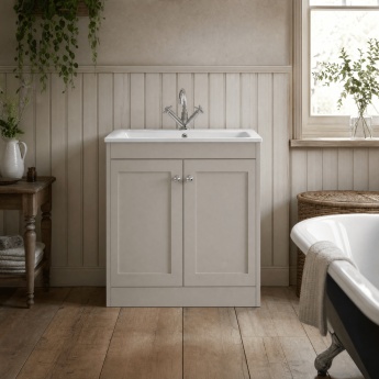 Old London Ashwick 800mm 2-Door Floor Standing Vanity Unit with Stone Basin | Product Image