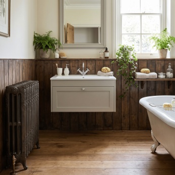 Old London Ashwick 800mm 1-Drawer Wall Hung Vanity Unit with Stone Basin | Product Image