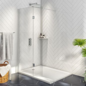 Orbit 8mm Walk-In Shower Enclosure with Flipper Panel 1400mm x 900mm (800mm+900mm Clear Glass)