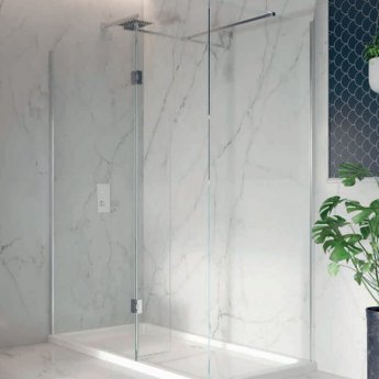 Orbit 8mm Walk-In Shower Enclosure with Flipper Panel 1500mm x 900mm (1000mm+900mm Clear Glass)