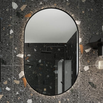 Orbit Aubrey LED Bathroom Mirror 800mm H x 500mm W - Black