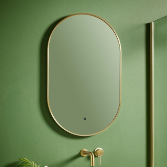 Orbit Aubrey LED Bathroom Mirror 800mm H x 500mm W - Brushed Brass