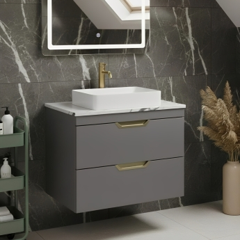 Orbit Aubrey 600mm 2-Drawer Wall Hung Countertop Vanity Unit | Product Image