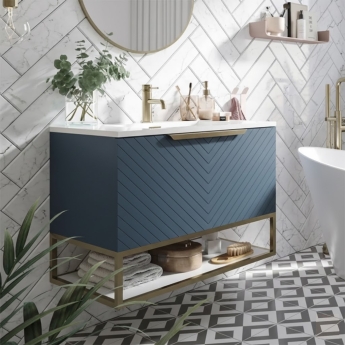 Orbit Chevron 800mm 1-Drawer Wall Hung Vanity Unit | Product Image