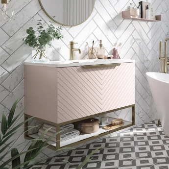 Orbit Chevron 600mm 1-Drawer Wall Hung Vanity Unit