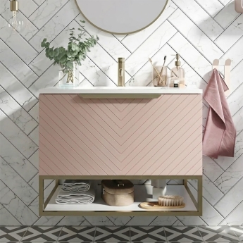 Orbit Chevron 600mm 1-Drawer Wall Hung Vanity Unit | Product Image