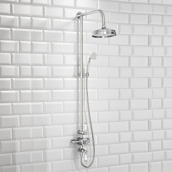 Orbit Traditional Thermostatic Exposed Mixer Shower with Adjustable Riser Rail and Fixed Head + Handset - Chrome
