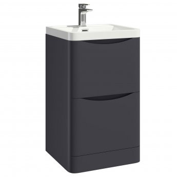 Orbit Contour Floor Standing 2-Drawer Vanity Unit with Basin 500mm Wide - Graphite Grey