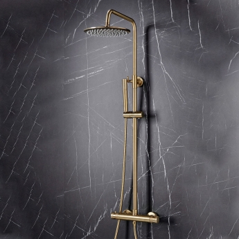 Orbit Core Thermostatic Bar Mixer Shower with Shower Kit and Fixed Head - Brushed Brass