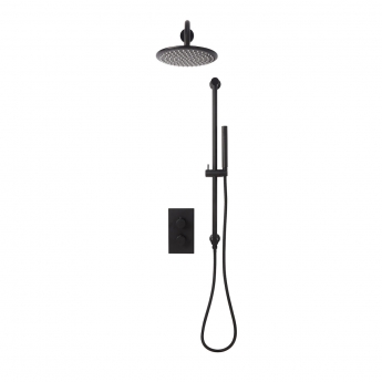 Orbit Core Thermostatic Concealed Mixer Shower with Shower Riser Kit + Fixed Shower Head - Matt Black