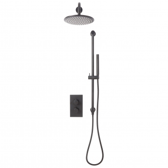 Orbit Core Thermostatic Concealed Mixer Shower with Shower Riser Kit + Fixed Shower Head - Gunmetal