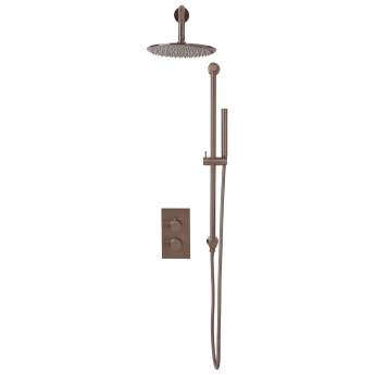 Orbit Core Thermostatic Concealed Mixer Shower with Shower Riser Kit + Fixed Shower Head - Brushed Bronze