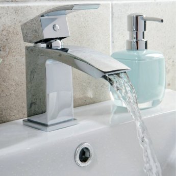 Orbit Descent Mono Basin Mixer Tap with Push Button Waste - Chrome