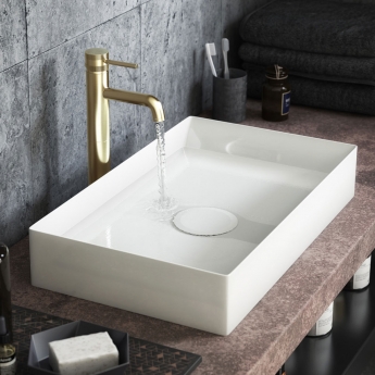 Orbit Edge Sit-On Countertop Basin with Waste Cover 750mm Wide - 0 Tap Hole