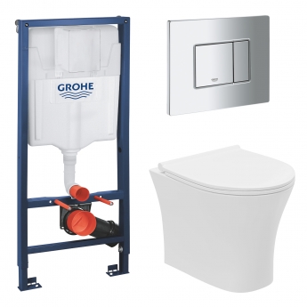 Orbit Elaris Compact Rimless Wall Hung Toilet 5-in-1 Bundle with Grohe Rapid SL Frame