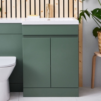 Orbit Empire Floor Standing 2-Door Vanity Unit with Basin 600mm Wide - Matt Sage Green
