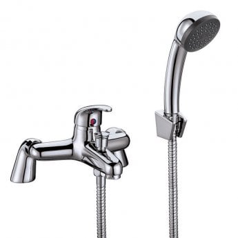 Orbit Entry Bath Shower Mixer Tap Pillar Mounted with Shower Kit and Wall Bracket - Chrome