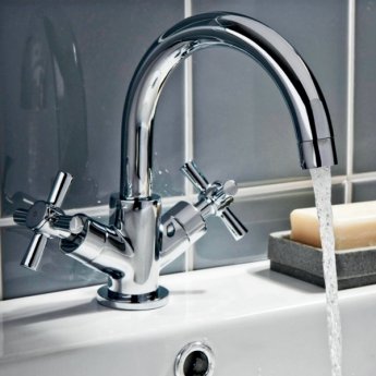 Orbit Exo Mono Basin Mixer Tap Dual Handle with Push Button Waste - Chrome