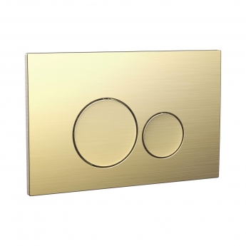 Orbit Round Dual Button Toilet Flush Plate - Brushed Brass