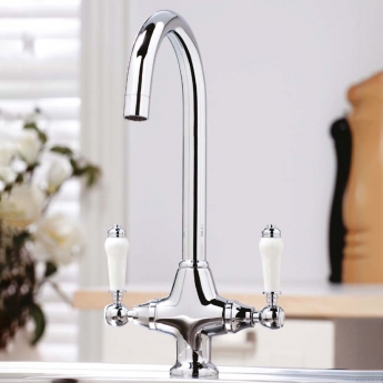 Orbit Harrogate Kitchen Sink Mixer Tap Dual Handle - Chrome