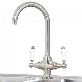 Orbit Harrogate Kitchen Sink Mixer Tap Dual Handle - Brushed Nickel