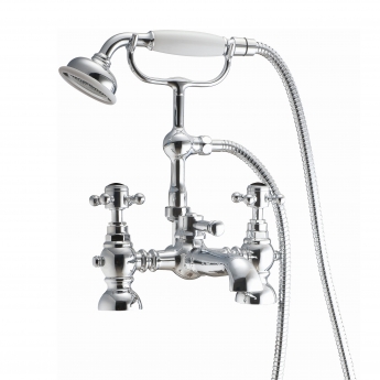 Orbit Harrogate Bath Shower Mixer Tap with Shower Kit Pillar Mounted - Chrome | Product Image