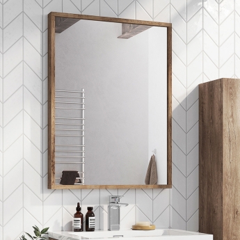 Orbit Illumo Bathroom Mirror 600mm H x 800mm W - Rustic Oak | Product Image