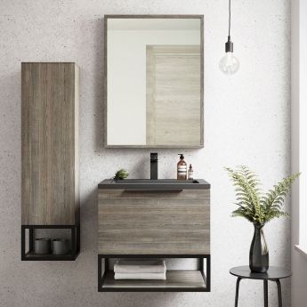 Orbit Illumo Bathroom Mirror 600mm H x 800mm W - Grey Oak